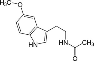Mélatonine ou N-acétyl15-méthoxytryptamine, hormone synthétisée par la glande pinéale du cerveau